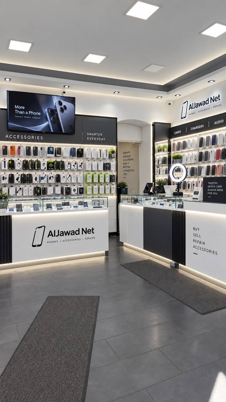 Verkaufsraum der Handy-Werkstatt Al Jawad net in Berlin-Moabit